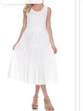 White Mark scoop neck tiered dress